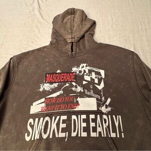 Masquerade Los Angeles Marlboro Smoke, Die Early Hoodie Size XL Sweatshirt